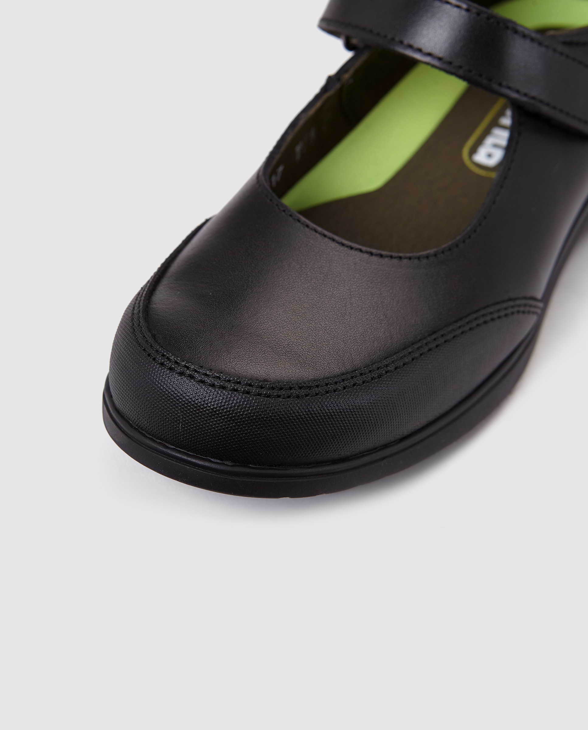 Sapatos de presilha em pele com fecho aderente Gorila Preto-5