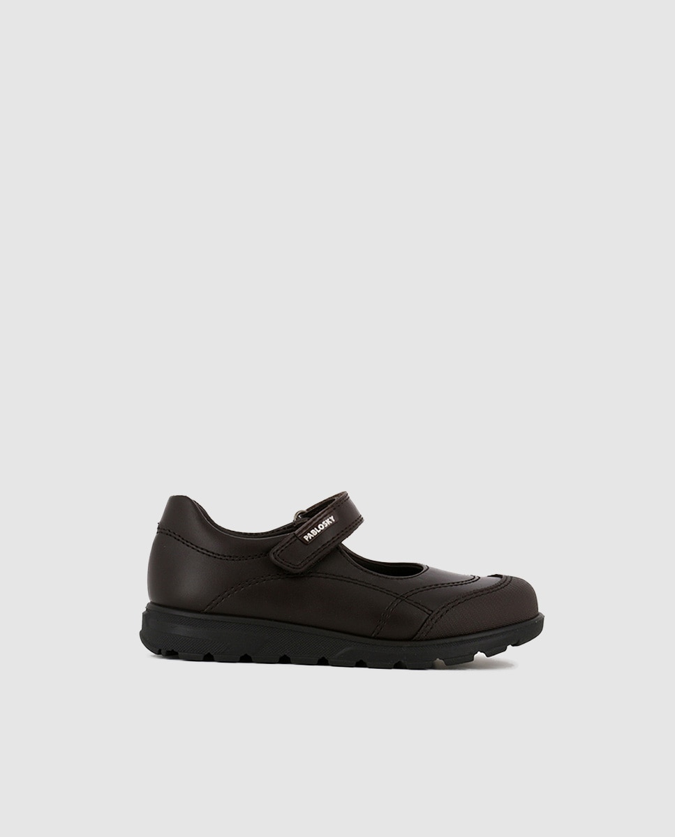 Imagem 0 de Sapatos de presilha castanhos com fecho aderente