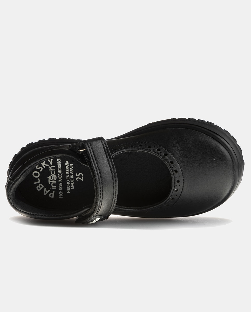 Sapatos de Presilha com Detalhes Perfurados e Fecho Aderente Pablosky Preto-2