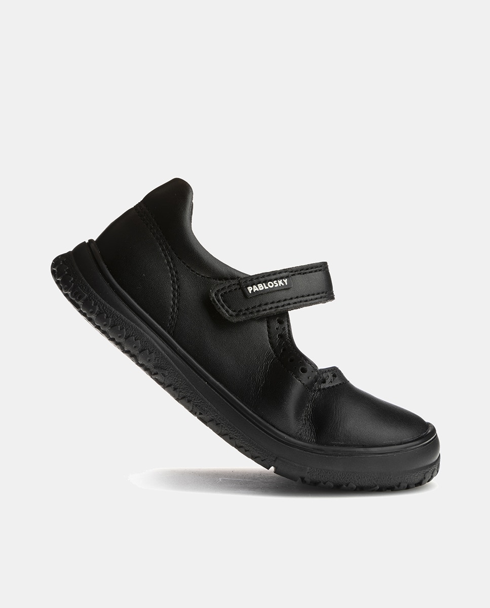 Sapatos de Presilha com Detalhes Perfurados e Fecho Aderente Pablosky Preto-4