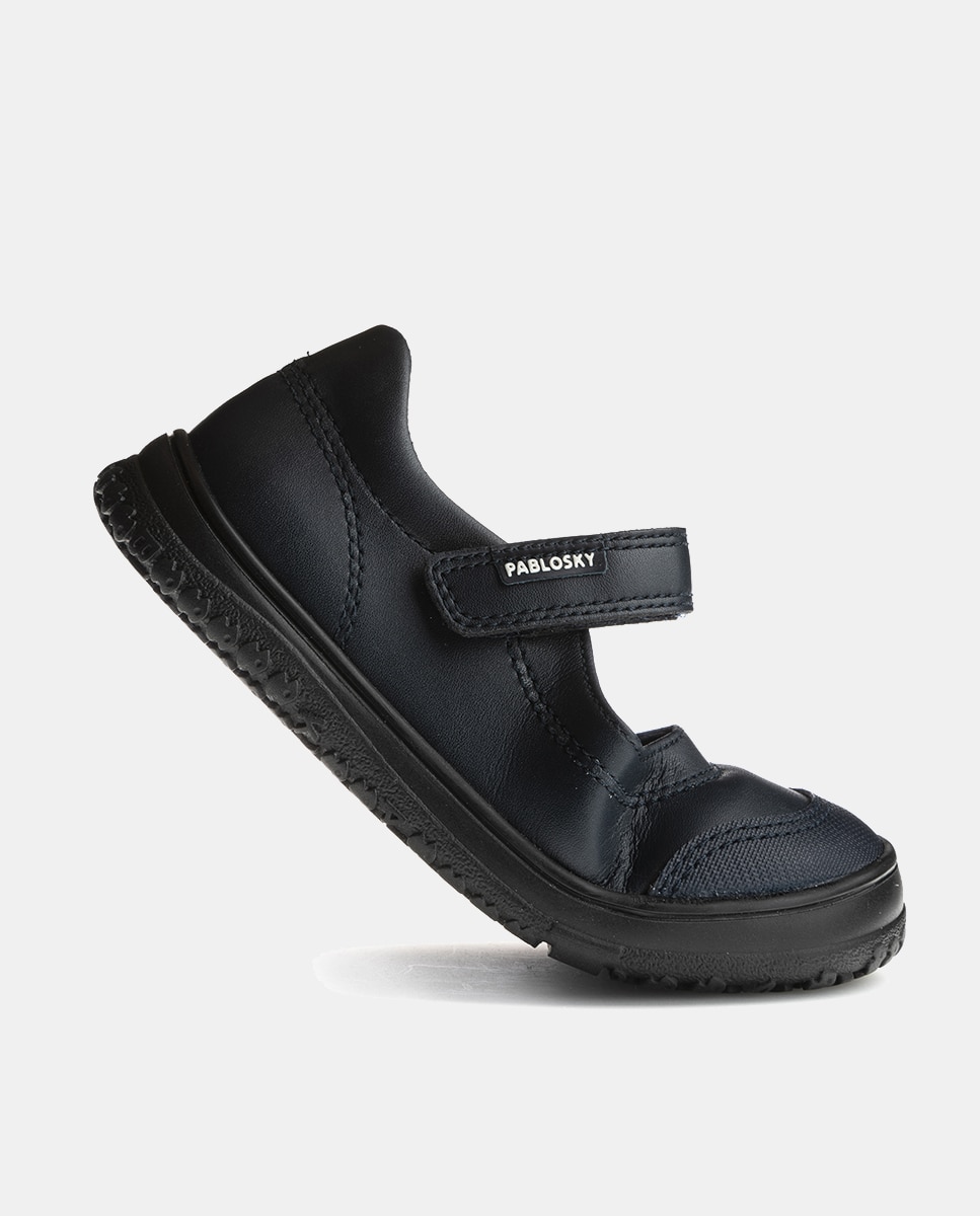 Sapatos de Presilha com Detalhes Perfurados e Fecho Aderente Azul-marinho-4