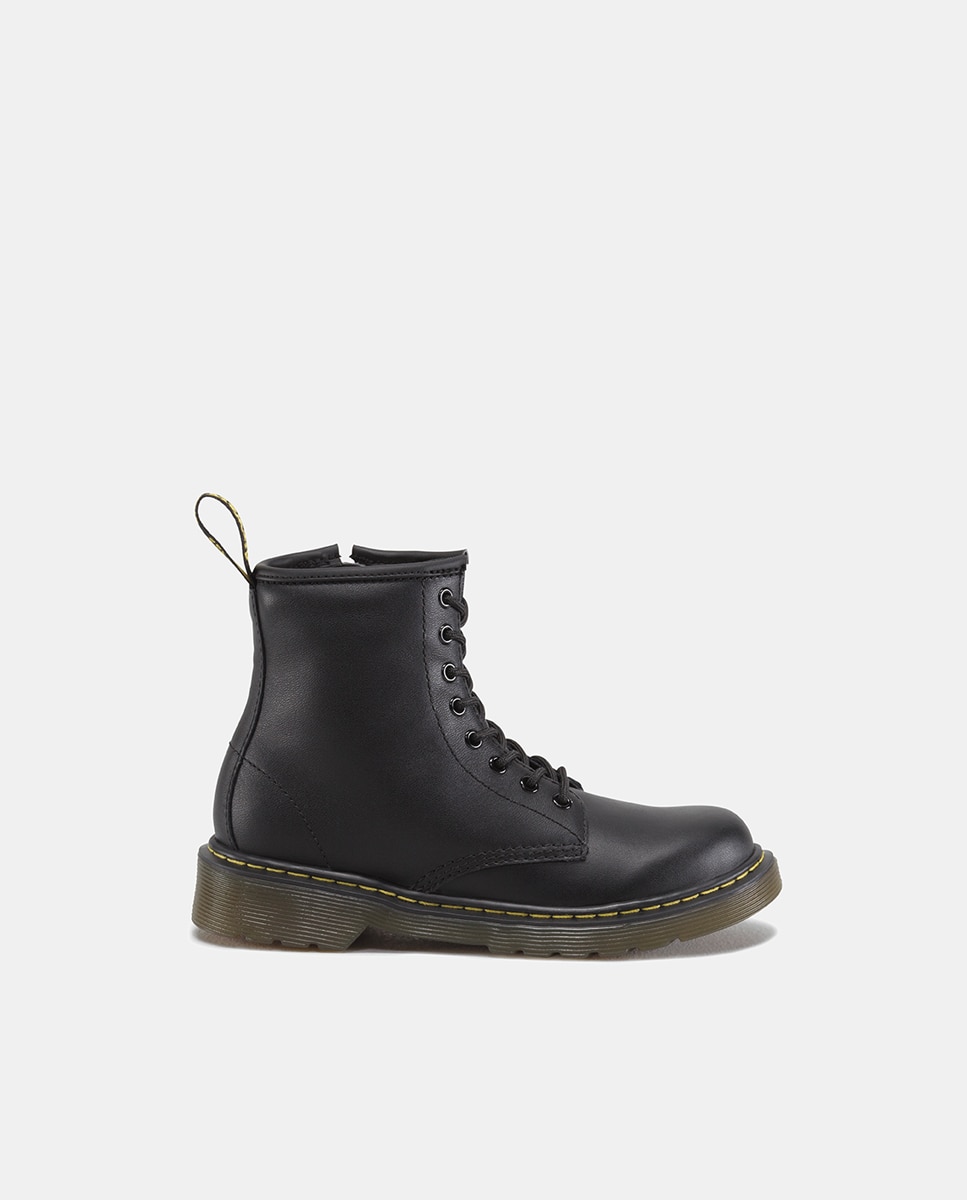 Botas de menina Dr Martens pretas com atacadores e fecho de correr Dr. Martens Preto-1