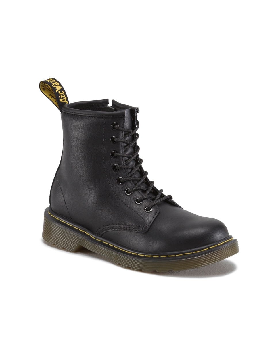 Botas de menina Dr Martens pretas com atacadores e fecho de correr Dr. Martens Preto-2
