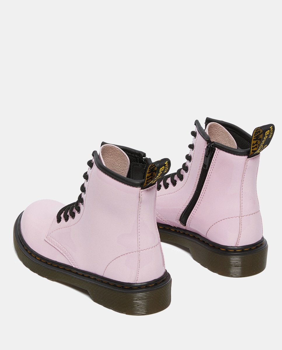 Botas em pele rosa com efeito de verniz Dr. Martens Rosa-4