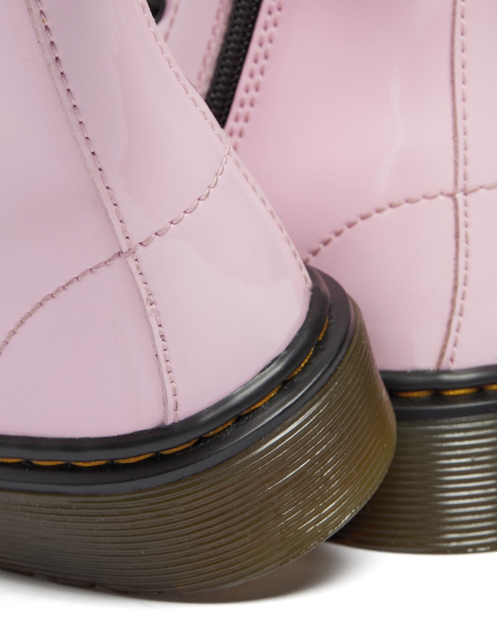 Botas em pele rosa com efeito de verniz Dr. Martens Rosa-5