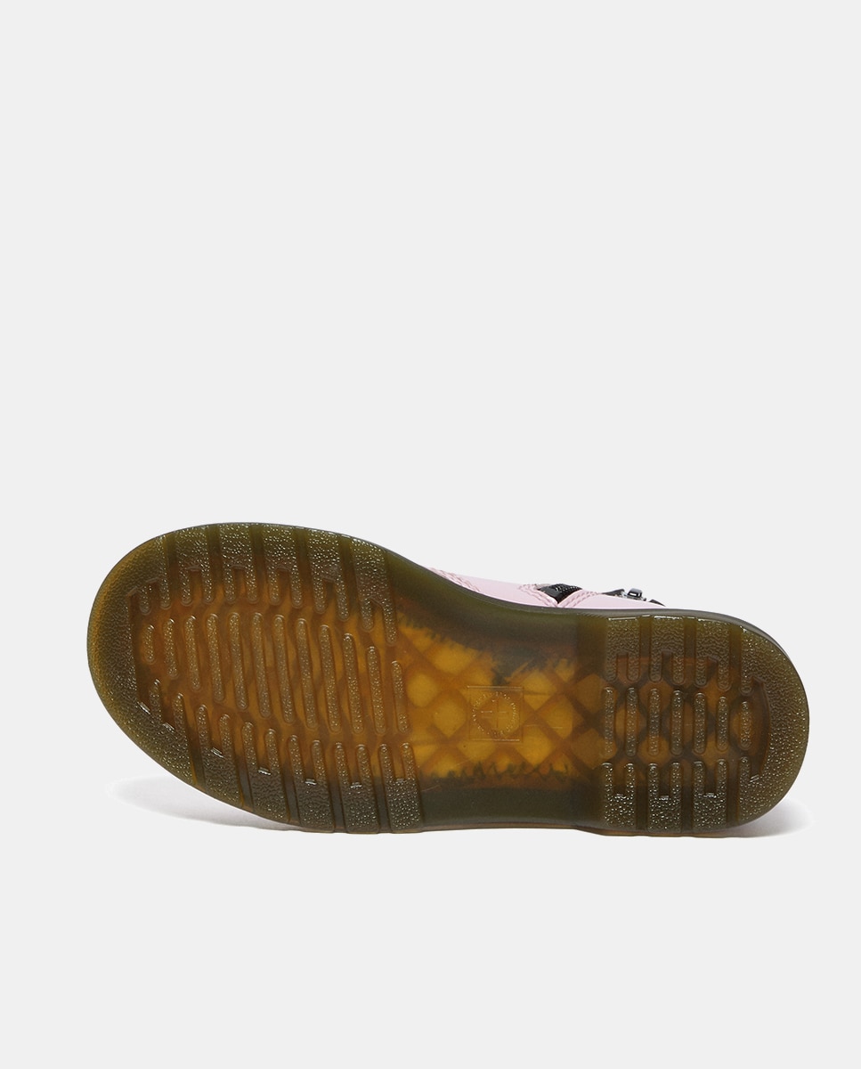 Botas em pele rosa com efeito de verniz Dr. Martens Rosa-6