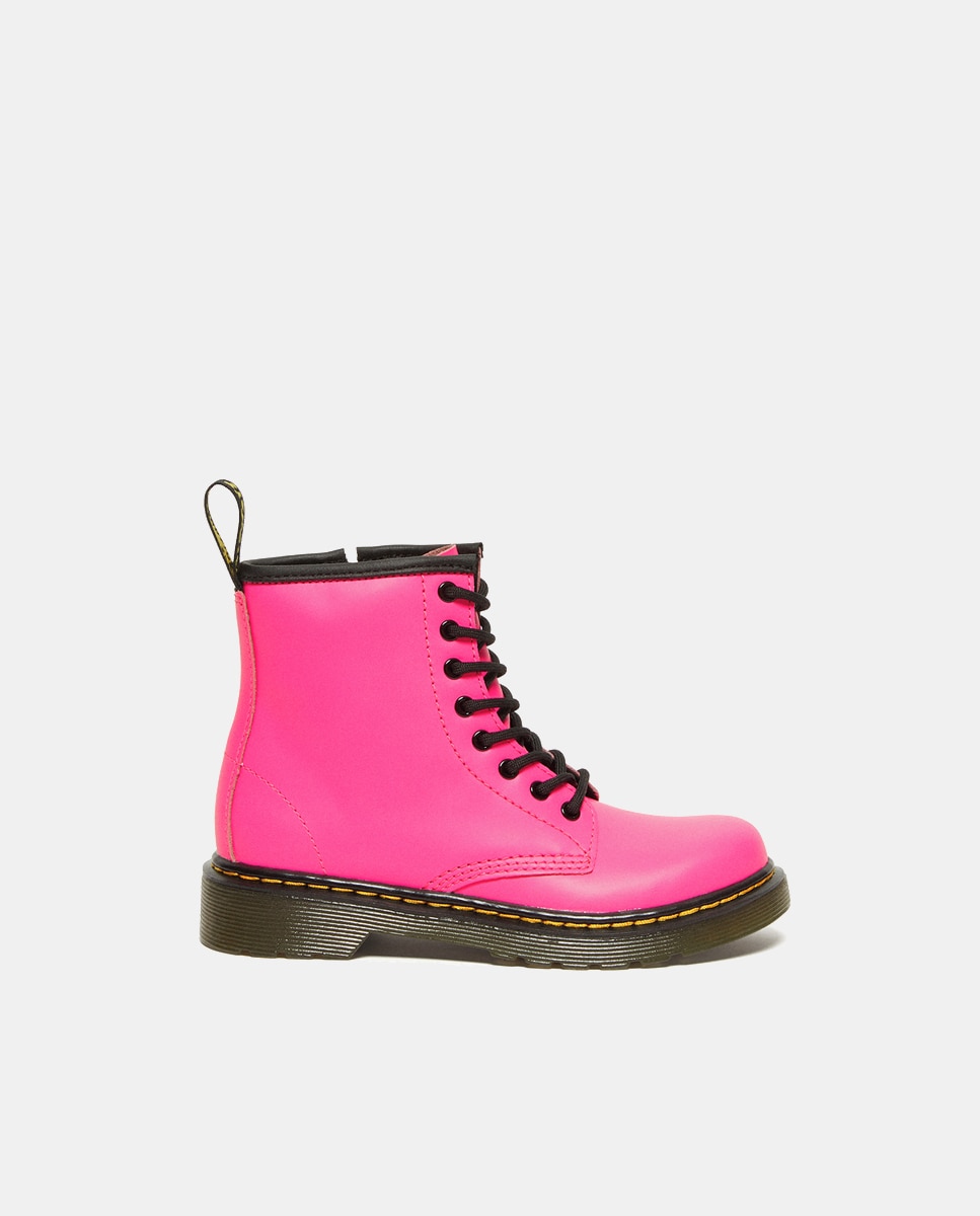 Botas com Pespontos e Fecho de Correr Interior - Rosa Néon Dr. Martens Rosa-1