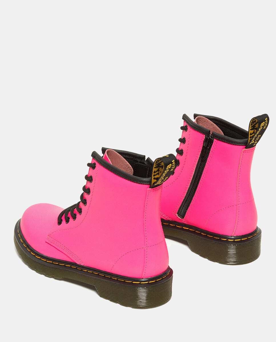 Botas com Pespontos e Fecho de Correr Interior - Rosa Néon Dr. Martens Rosa-2