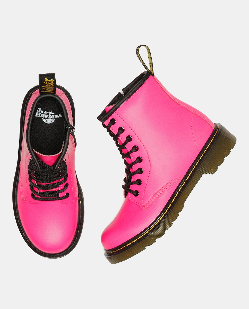 Botas com Pespontos e Fecho de Correr Interior - Rosa Néon Dr. Martens Rosa-3