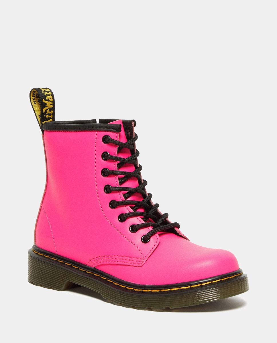 Botas com Pespontos e Fecho de Correr Interior - Rosa Néon Dr. Martens Rosa-4