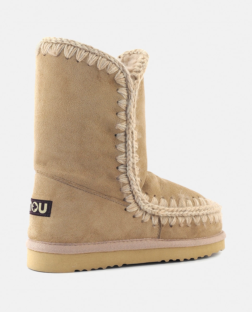 Botas de niña en ante con tira de ganchillo y logotipo en la parte trasera - Mou - Beige Beige-3