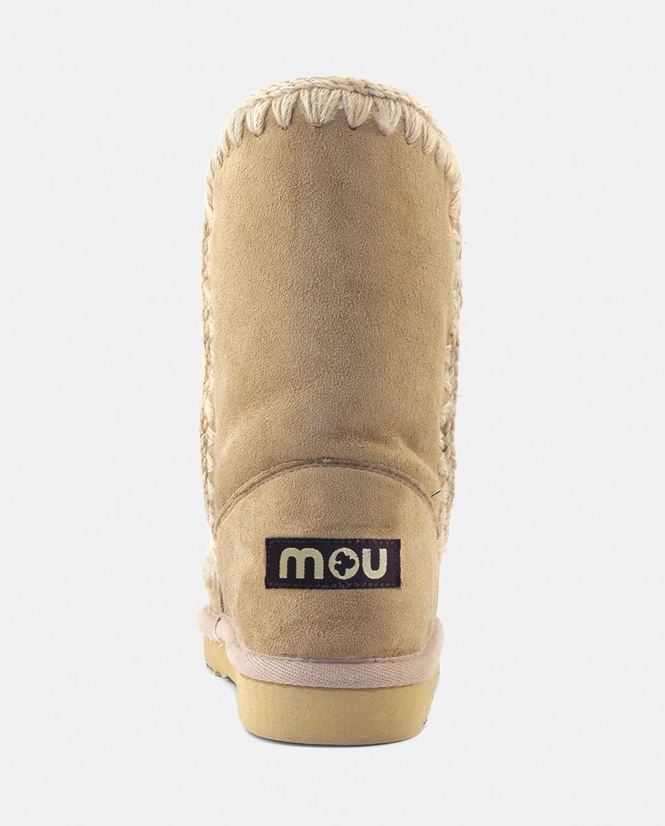 Botas de niña en ante con tira de ganchillo y logotipo en la parte trasera - Mou - Beige Beige-4