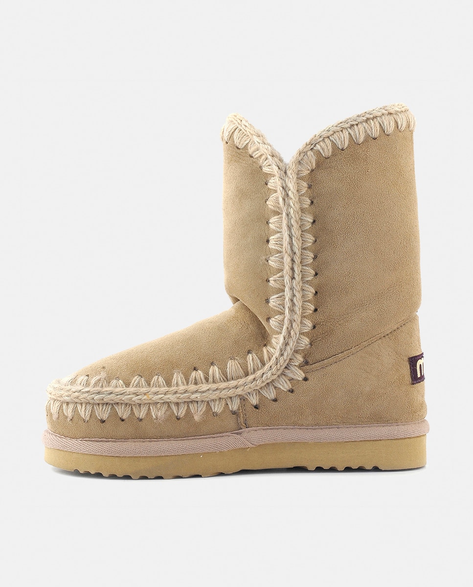Botas de niña en ante con tira de ganchillo y logotipo en la parte trasera - Mou - Beige Beige-5