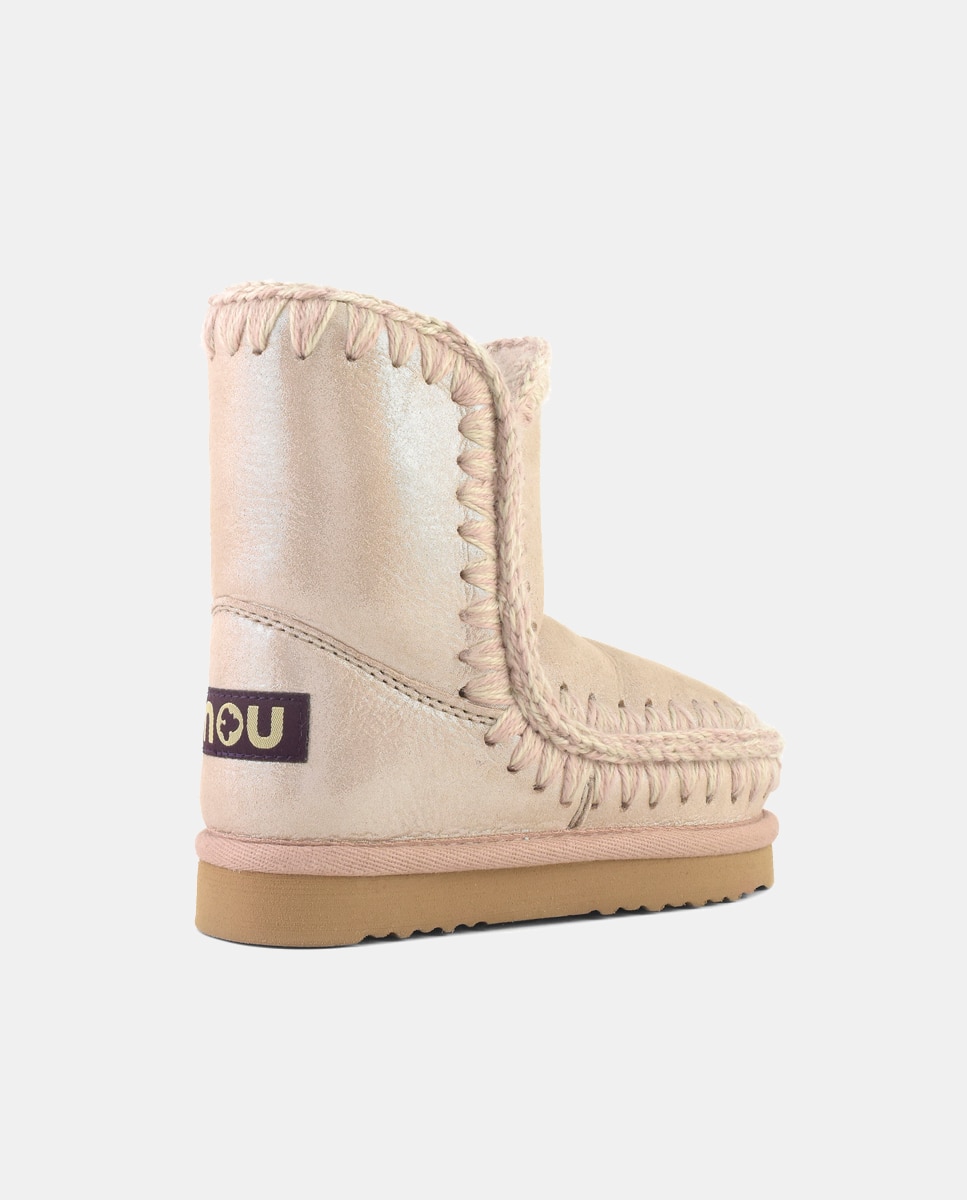Botas com Tira de Crochet, Logótipo na Parte Traseira e em Camurça Metalizada Mou Bege-3