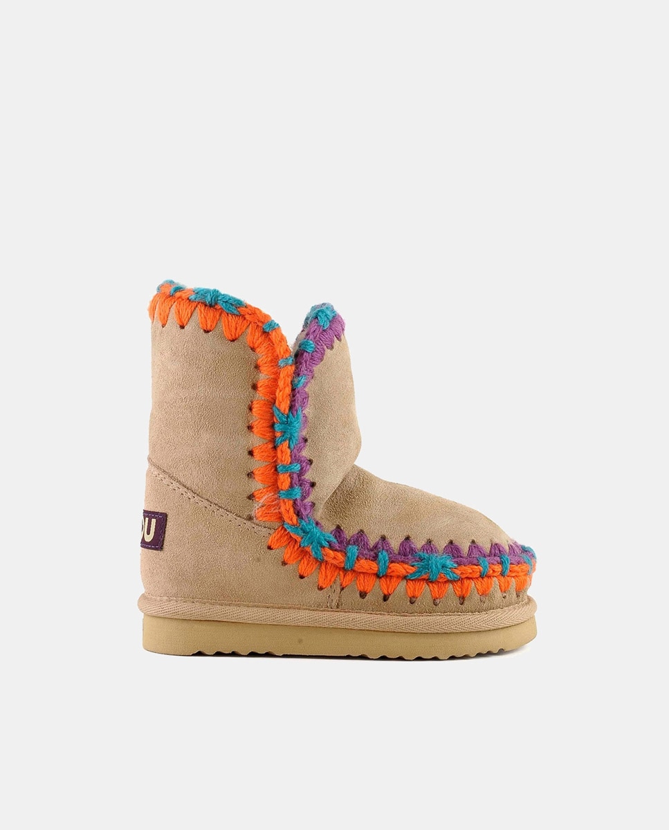 Botas com Tira de Crochet, Logótipo na Parte Traseira e em Camurça - Multicolor Mou Bege-1