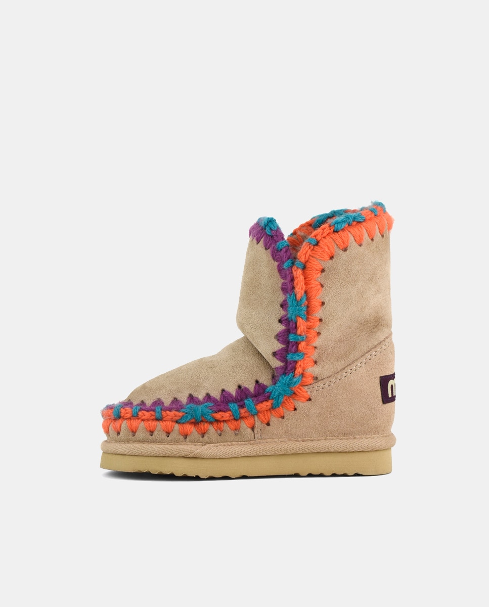 Botas com Tira de Crochet, Logótipo na Parte Traseira e em Camurça - Multicolor Mou Bege-2
