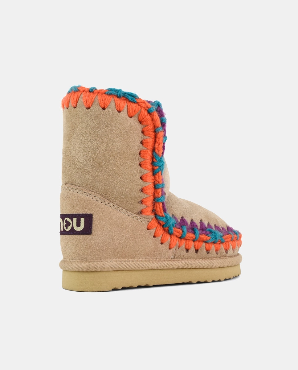 Botas com Tira de Crochet, Logótipo na Parte Traseira e em Camurça - Multicolor Mou Bege-3