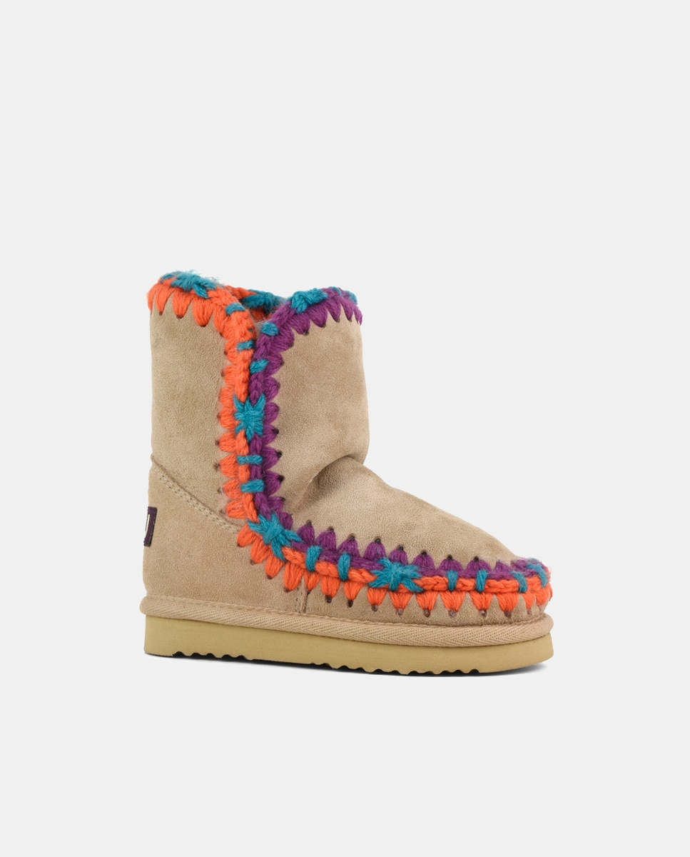 Botas com Tira de Crochet, Logótipo na Parte Traseira e em Camurça - Multicolor Mou Bege-4