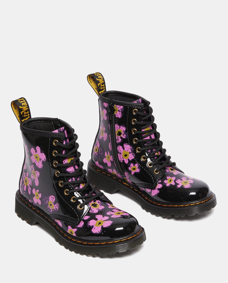 Botas 1460 Floral em Verniz Dr. Martens Preto-3