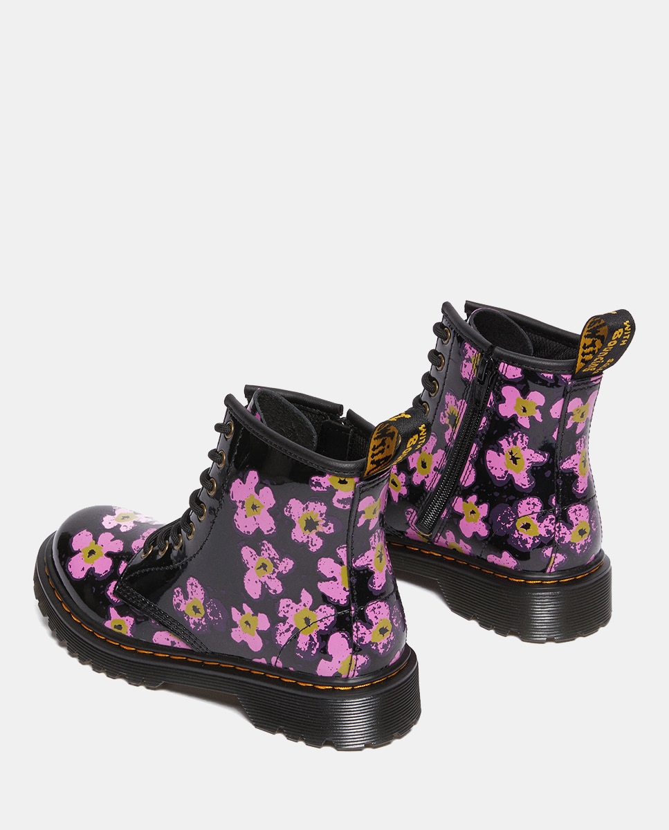 Botas 1460 Floral em Verniz Dr. Martens Preto-4