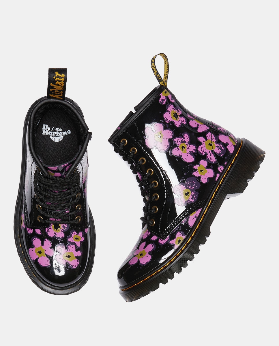 Botas 1460 Floral em Verniz Dr. Martens Preto-6