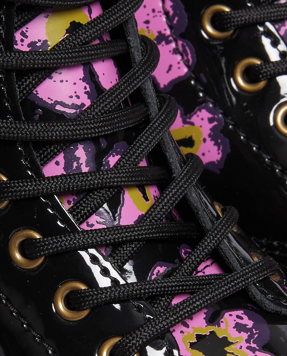 Botas 1460 Floral em Verniz Dr. Martens Preto-7