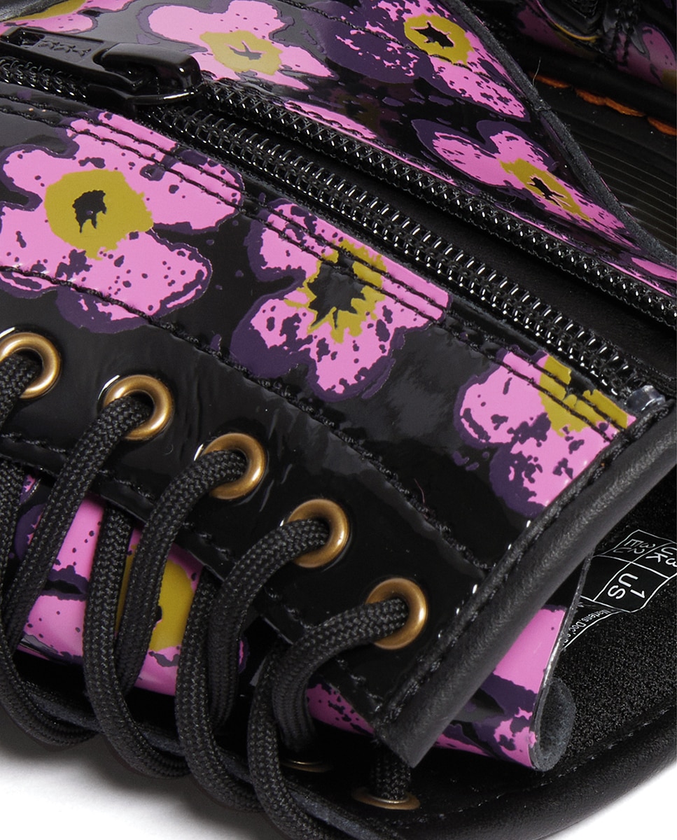 Botas 1460 Floral em Verniz Dr. Martens Preto-8