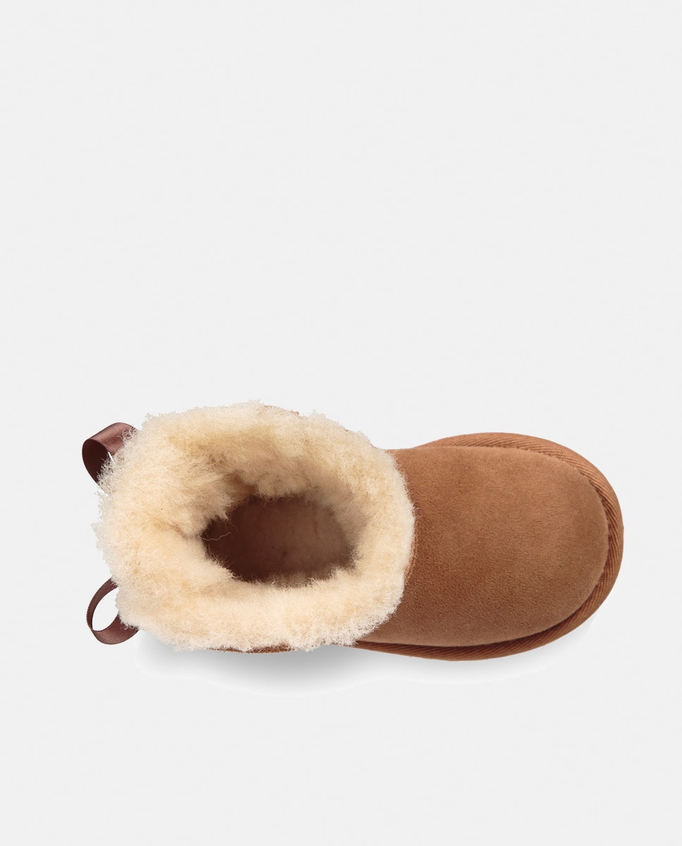 Botas Mini Bailey Bow II com Forro Interior de Pelo e em Pele Castanho-2
