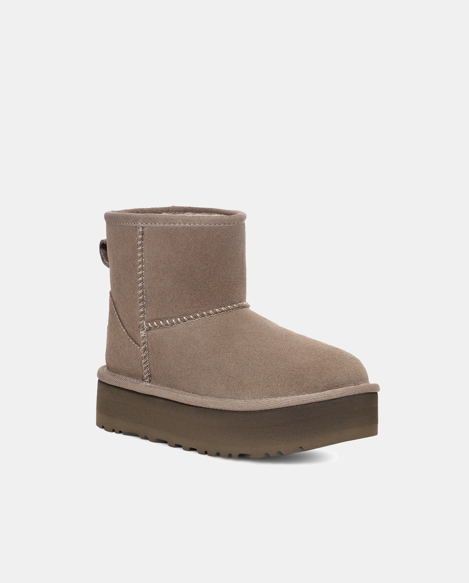 Botas Classic Mini Platform com Forro Interior de Pelo e em Pele UGG Rosa-2