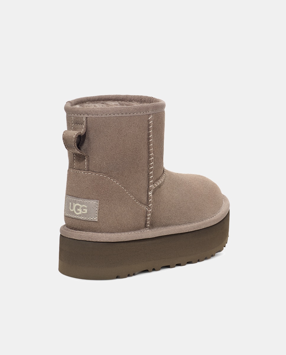 Botas Classic Mini Platform com Forro Interior de Pelo e em Pele UGG Rosa-4