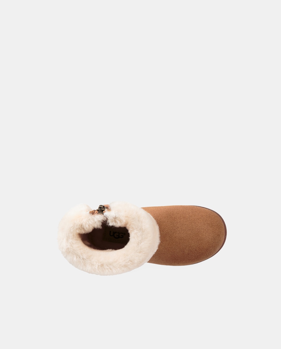Botas Jorie com Forro Interior de Pelo e em Pele UGG Castanho-4