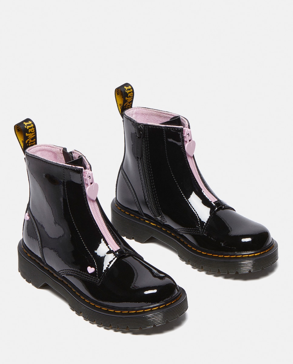Botas em Verniz com Fecho de Correr Dr. Martens Preto-3