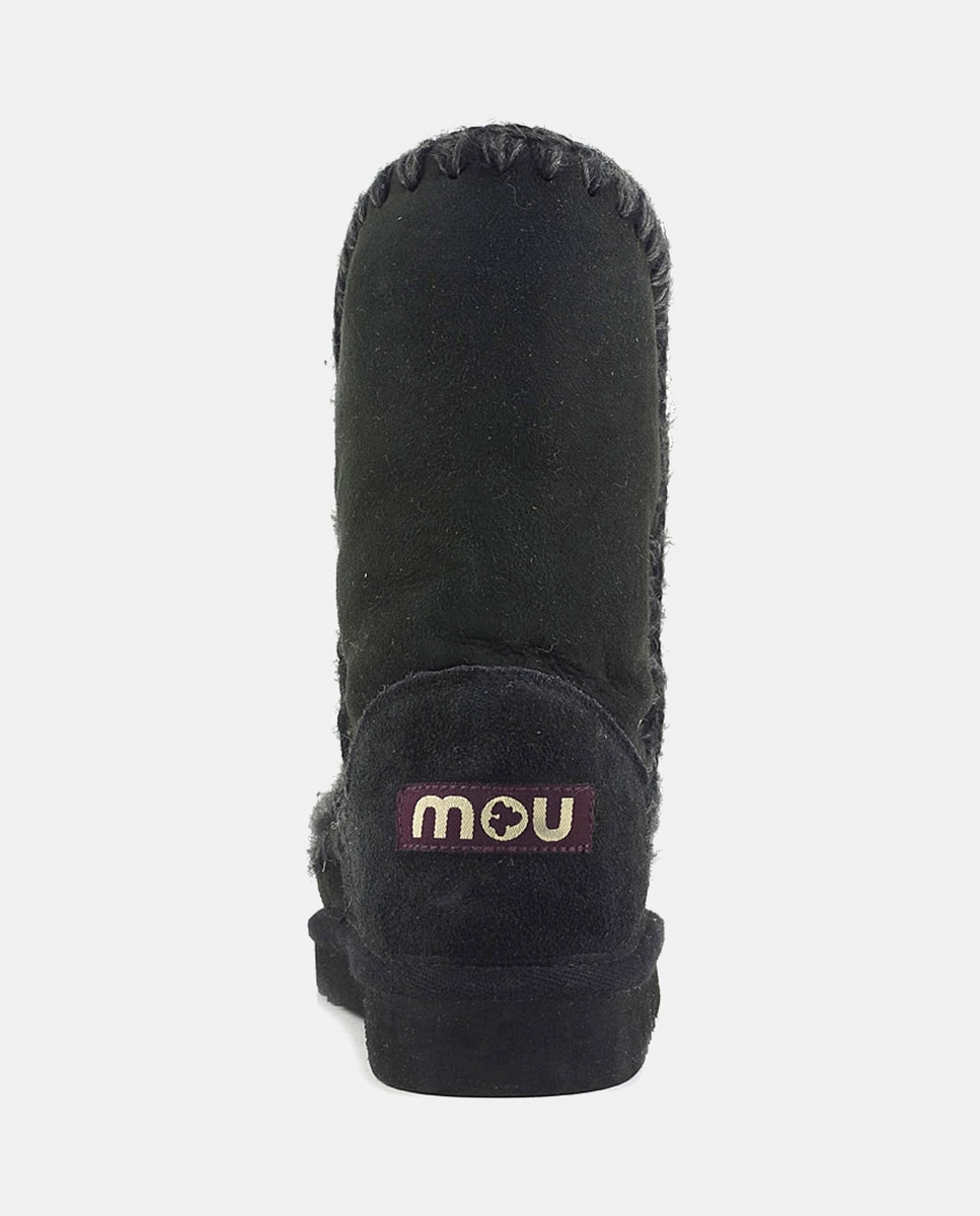 Botas de niña en ante con tira de ganchillo y logotipo en la parte trasera - Mou - Negro Negro-4