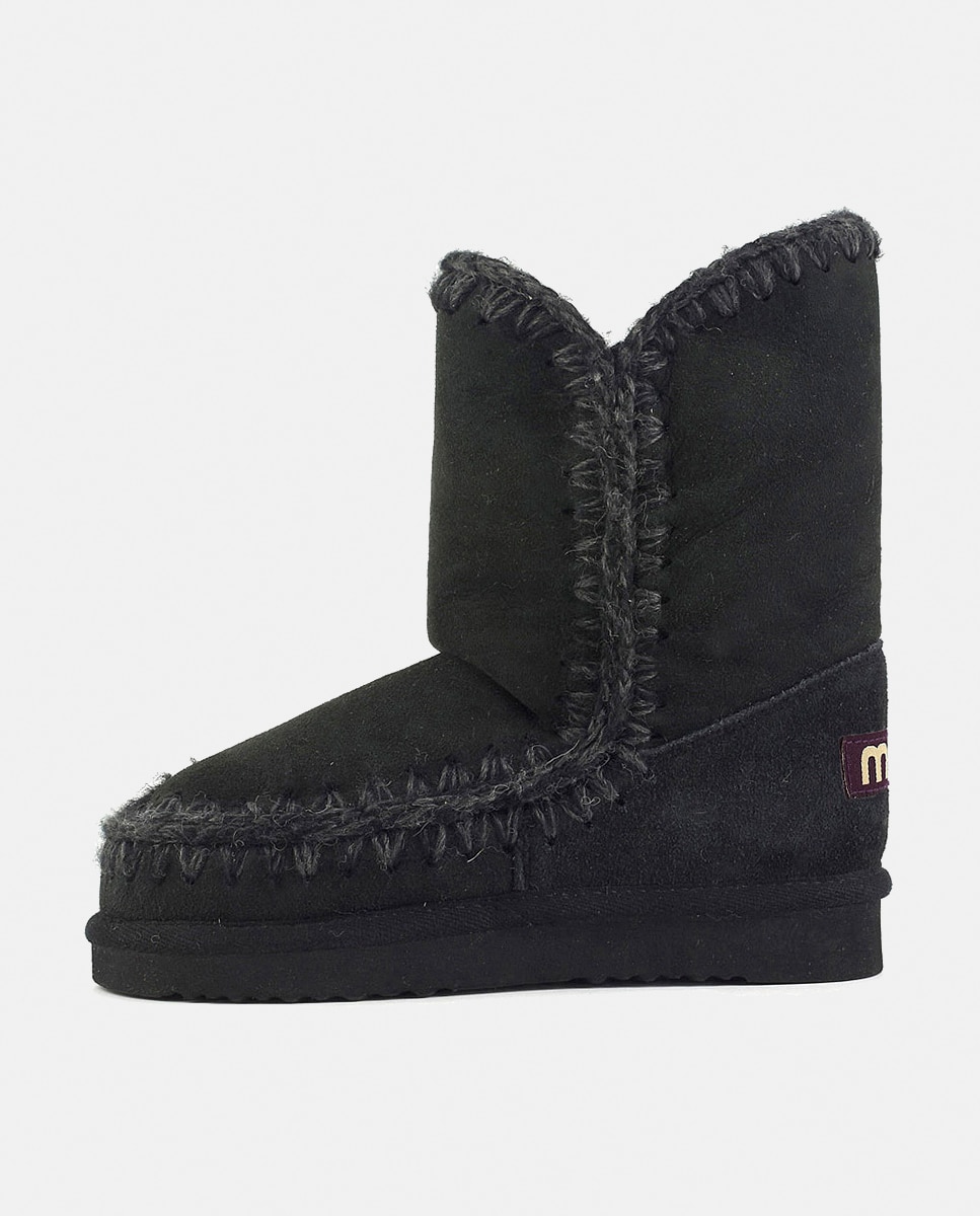 Botas de niña en ante con tira de ganchillo y logotipo en la parte trasera - Mou - Negro Negro-5