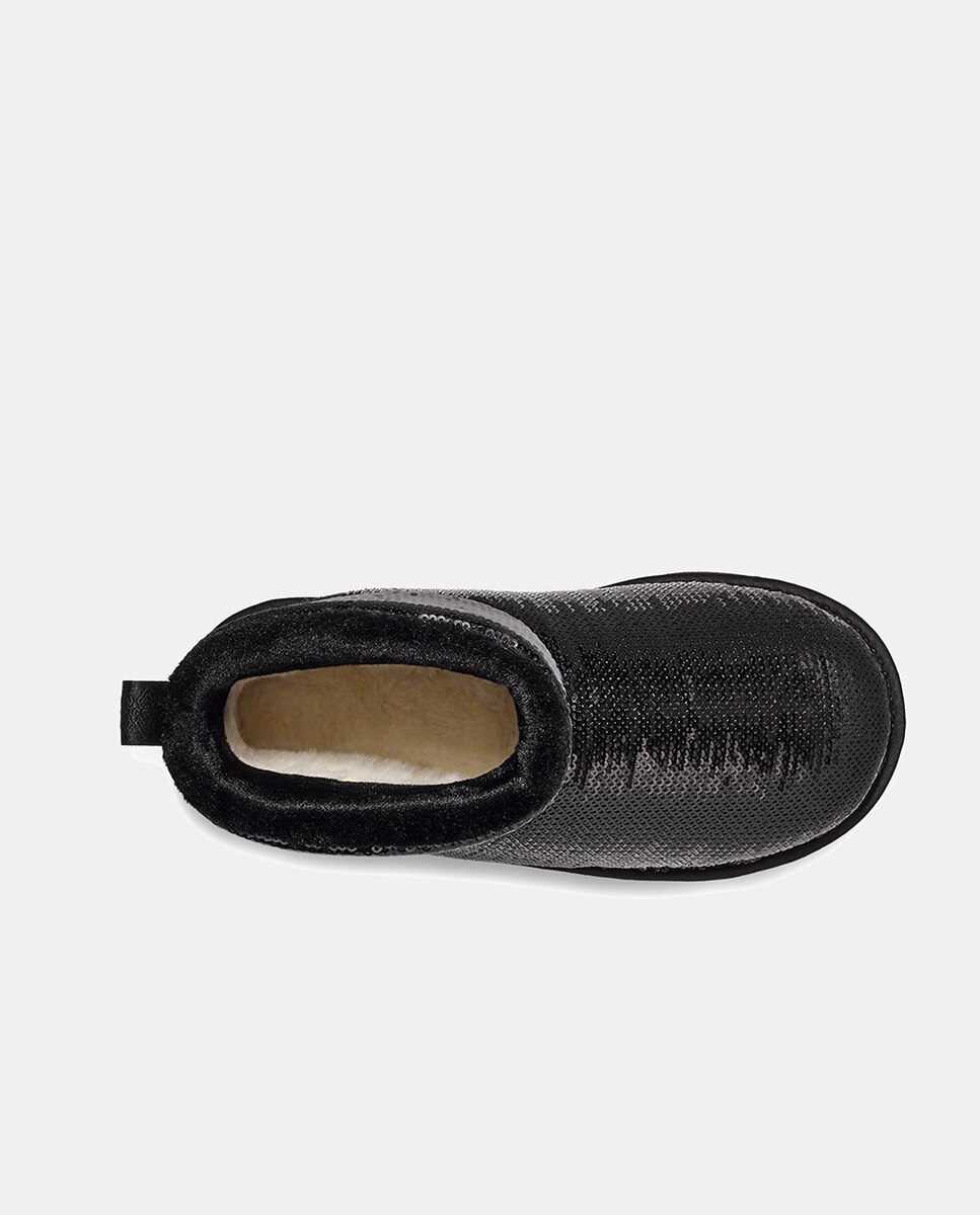 Botins Classic Mini Mirror Ball com Lantejoulas e em Tecido UGG Preto-2