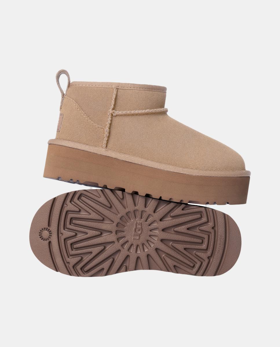 Botas com Plataforma Classic Ultra Mini Bege-3
