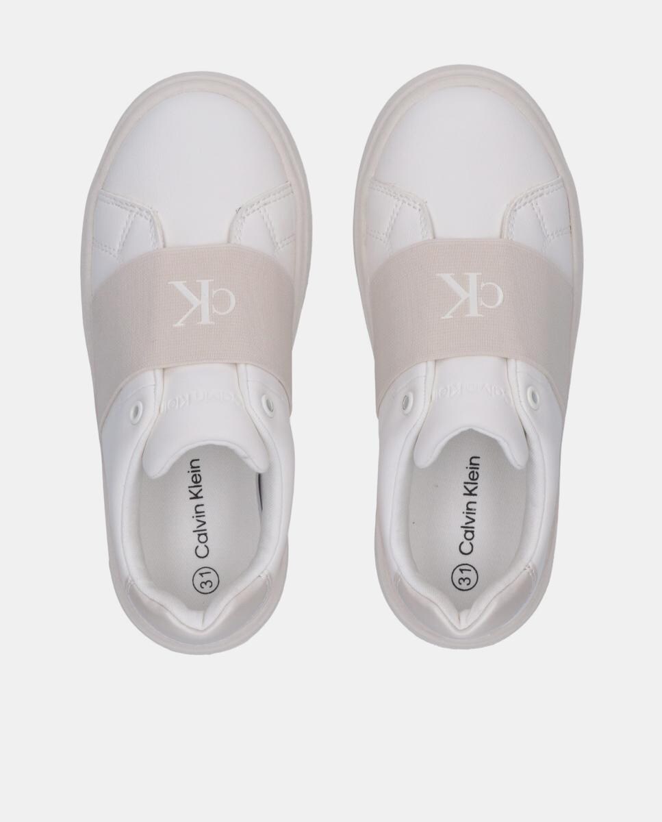 Sapatilhas com Fecho Elástico Branco-5