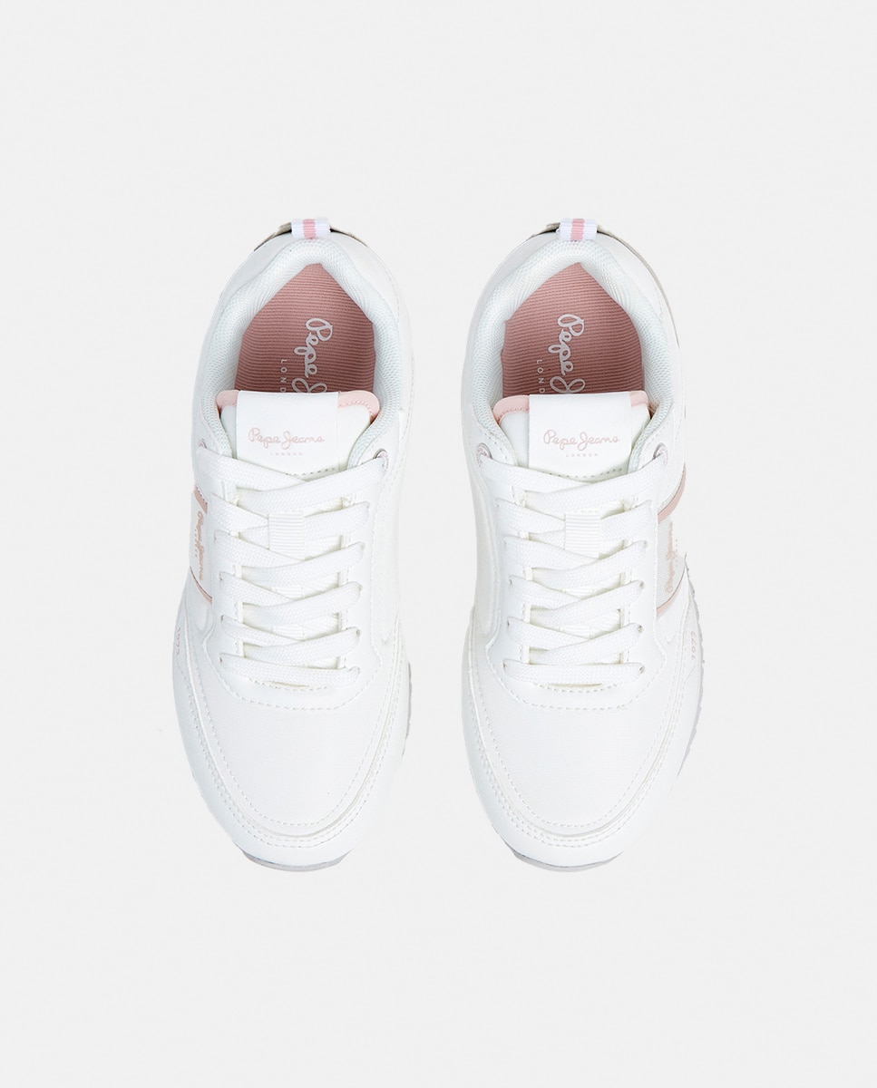 Sapatilhas Dublin Fame com Fita Lateral e Cores Alternadas Pepe Jeans Branco-2