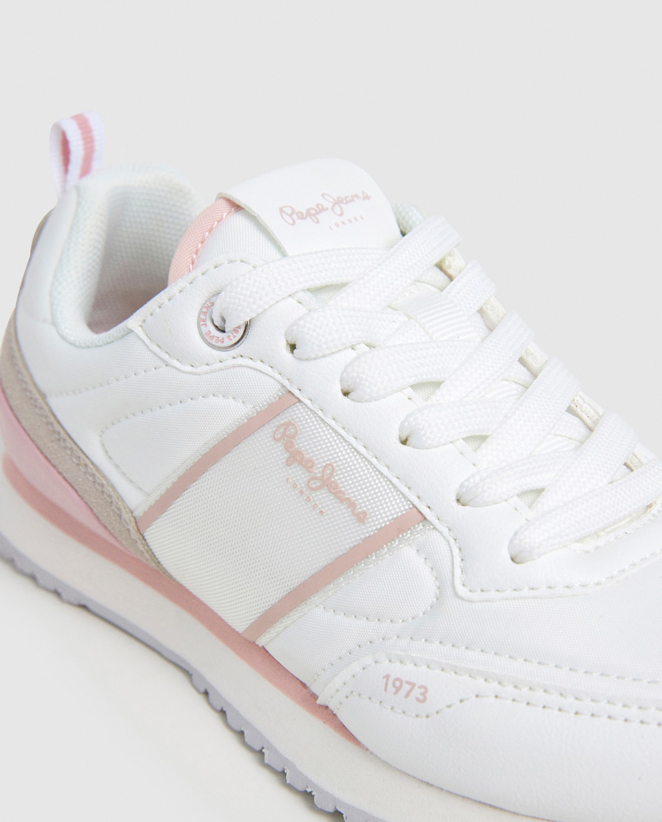 Sapatilhas Dublin Fame com Fita Lateral e Cores Alternadas Pepe Jeans Branco-5