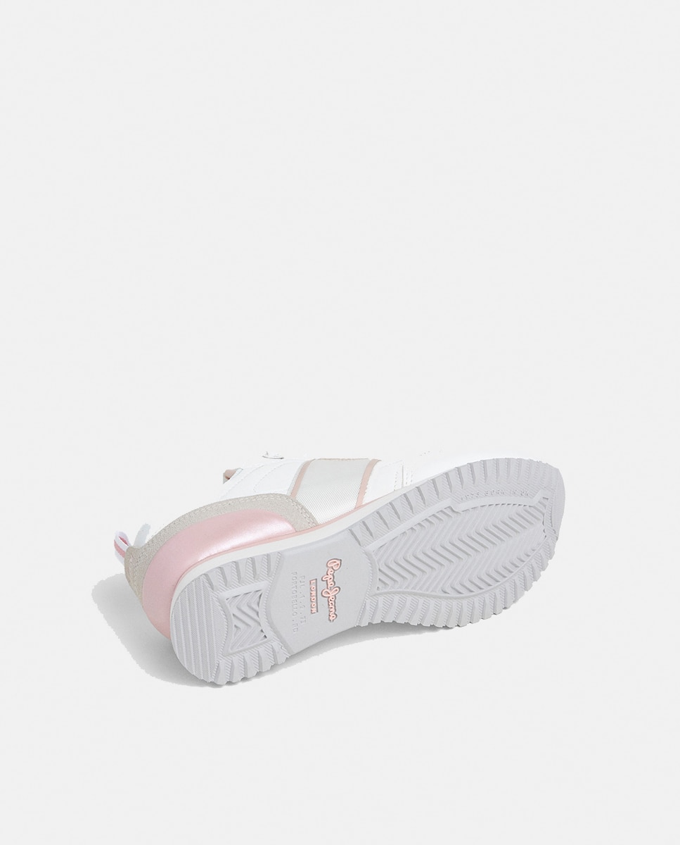 Sapatilhas Dublin Fame com Fita Lateral e Cores Alternadas Pepe Jeans Branco-6