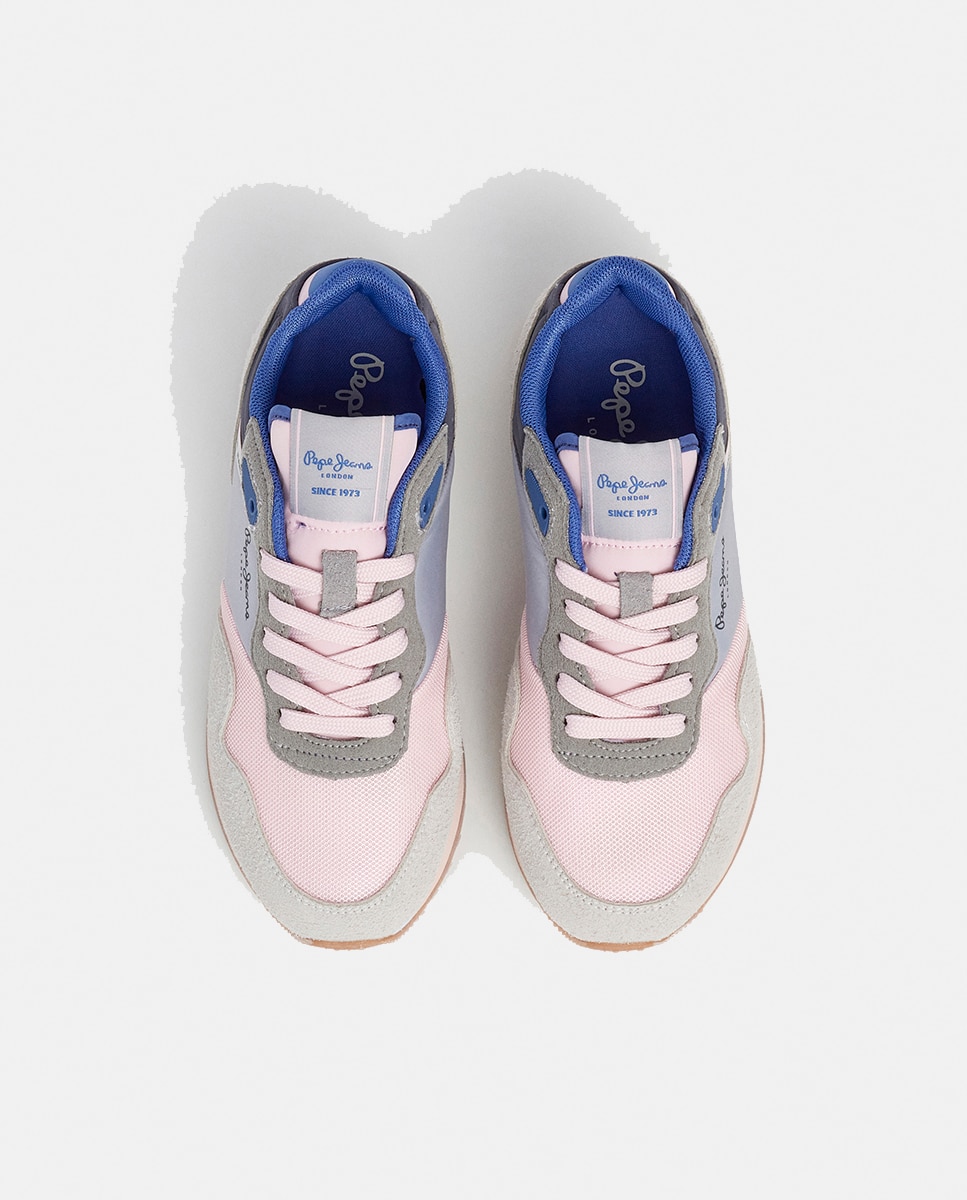 Sapatilhas London Bet em Combinação de Material e Cor Cinzento-2