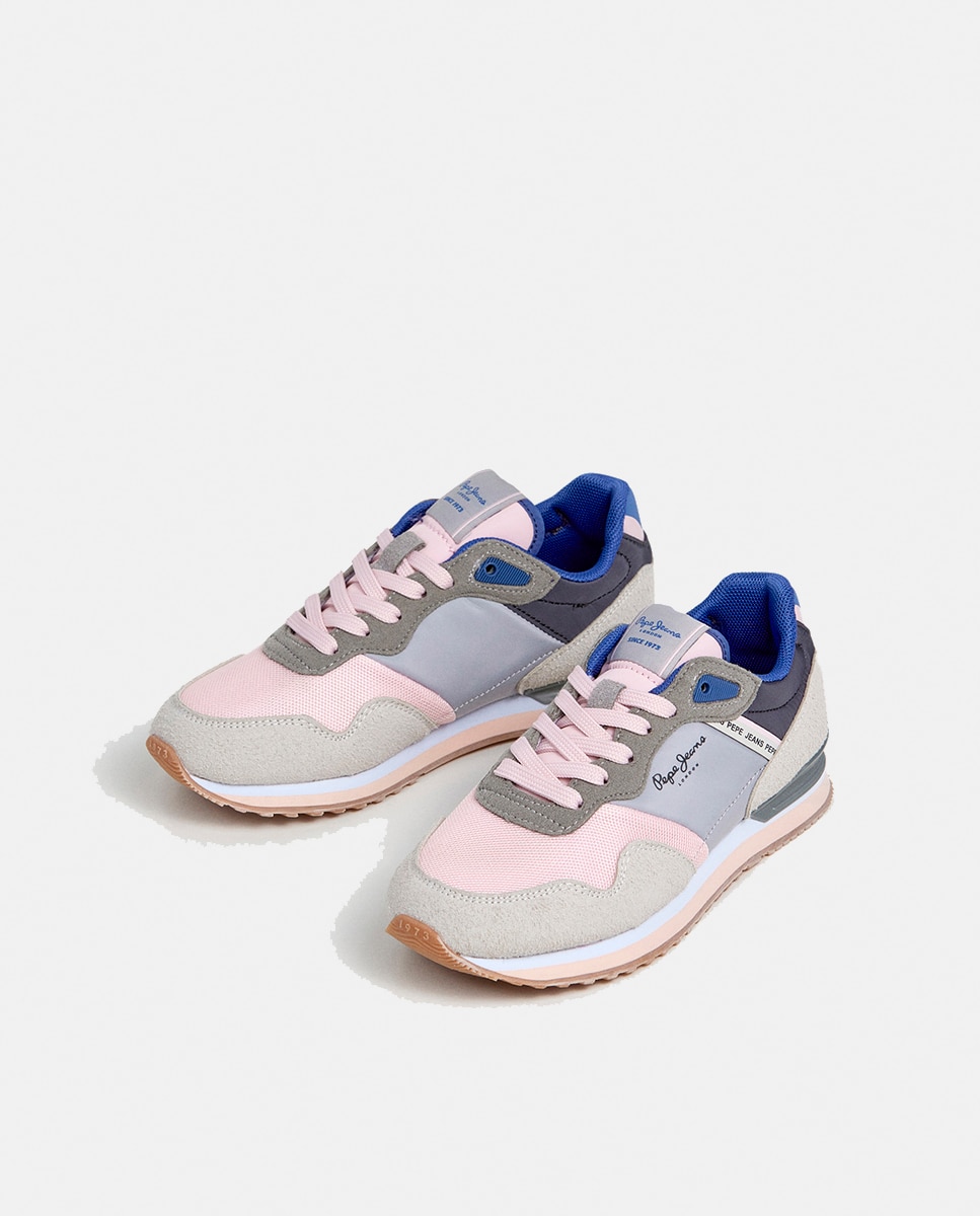 Sapatilhas London Bet em Combinação de Material e Cor Cinzento-3