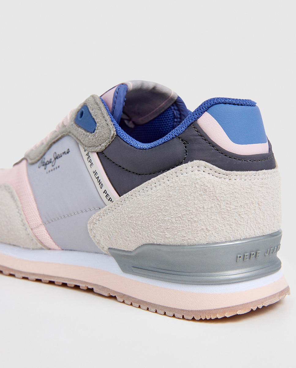 Sapatilhas London Bet em Combinação de Material e Cor Cinzento-4