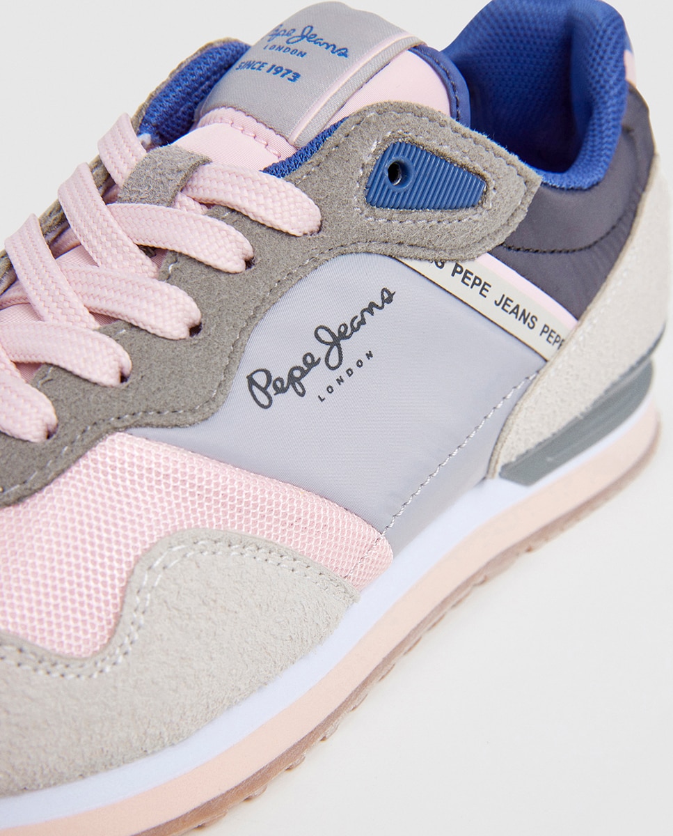Sapatilhas London Bet em Combinação de Material e Cor Cinzento-5
