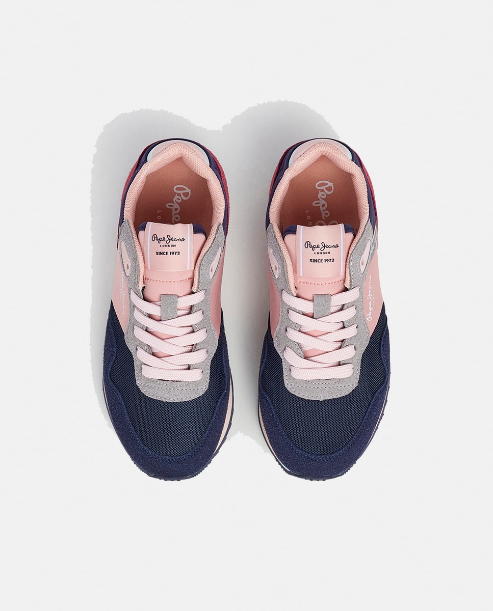 Sapatilhas London Bet em Combinação de Material e Cor Pepe Jeans Rosa-2