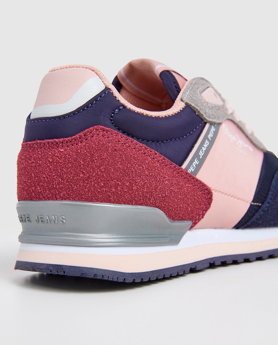 Sapatilhas London Bet em Combinação de Material e Cor Pepe Jeans Rosa-4