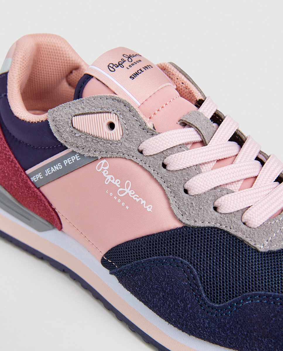 Sapatilhas London Bet em Combinação de Material e Cor Pepe Jeans Rosa-5