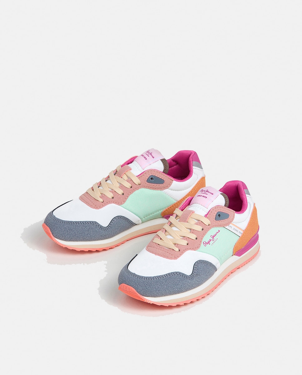 Sapatilhas London Logo em Mistura de cores e Fita com o Logótipo em Repetição Pepe Jeans Multicolor-3