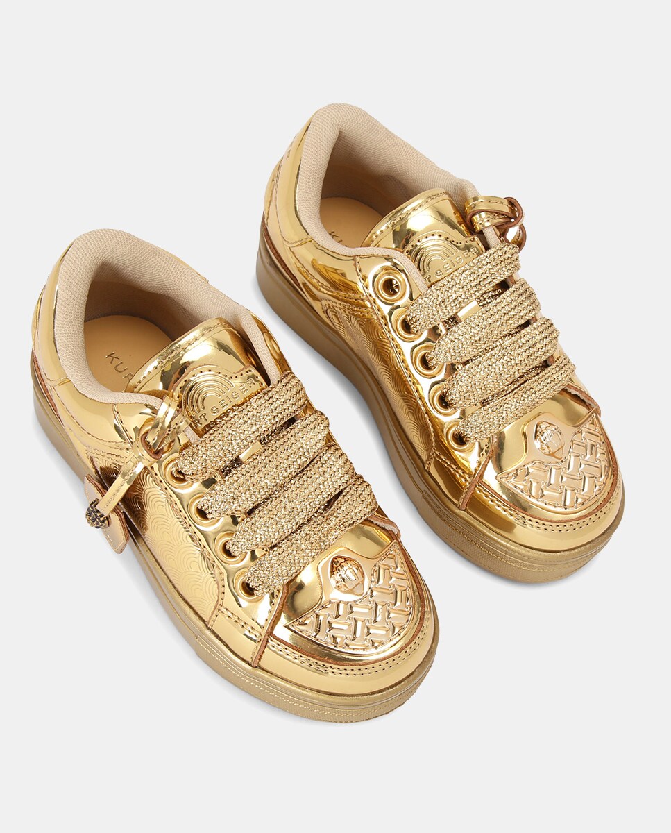 Sapatilhas Baixas Southbank Tag em Pele - Dourado Ouro-2