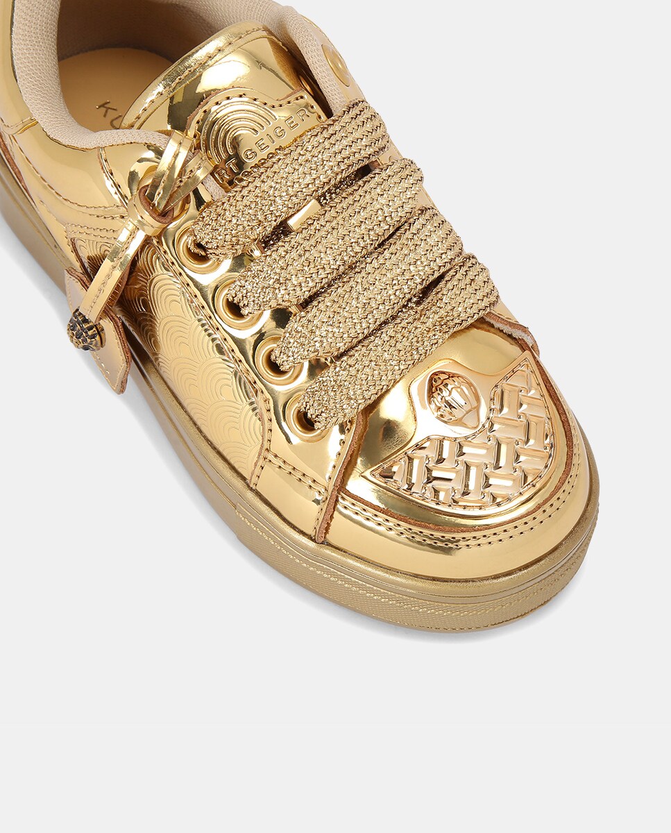 Sapatilhas Baixas Southbank Tag em Pele - Dourado Ouro-4
